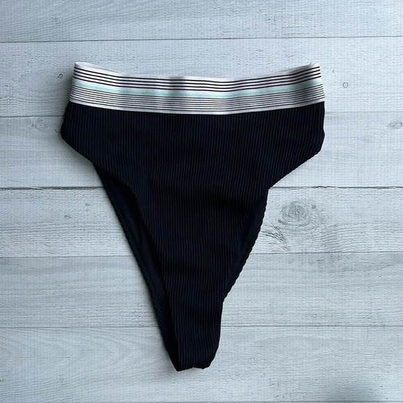 Dolce Vita Other - Dolce Vita Black Ribbed High Cut High Rise Bathing Suit Bottom Size XS